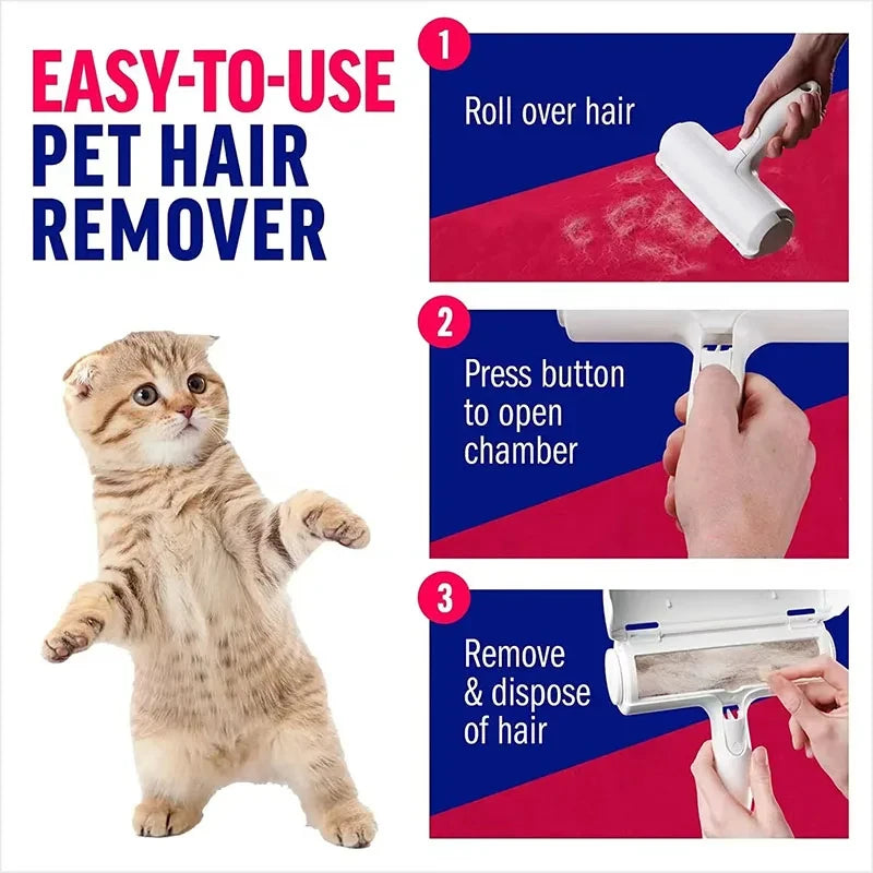 1 Pcs One Hand Operate Way Pet Hair Remover Roller Removing Dog Cat Self Cleaning Lint Pet Hair Remover Pet Hair Remov Cleaning