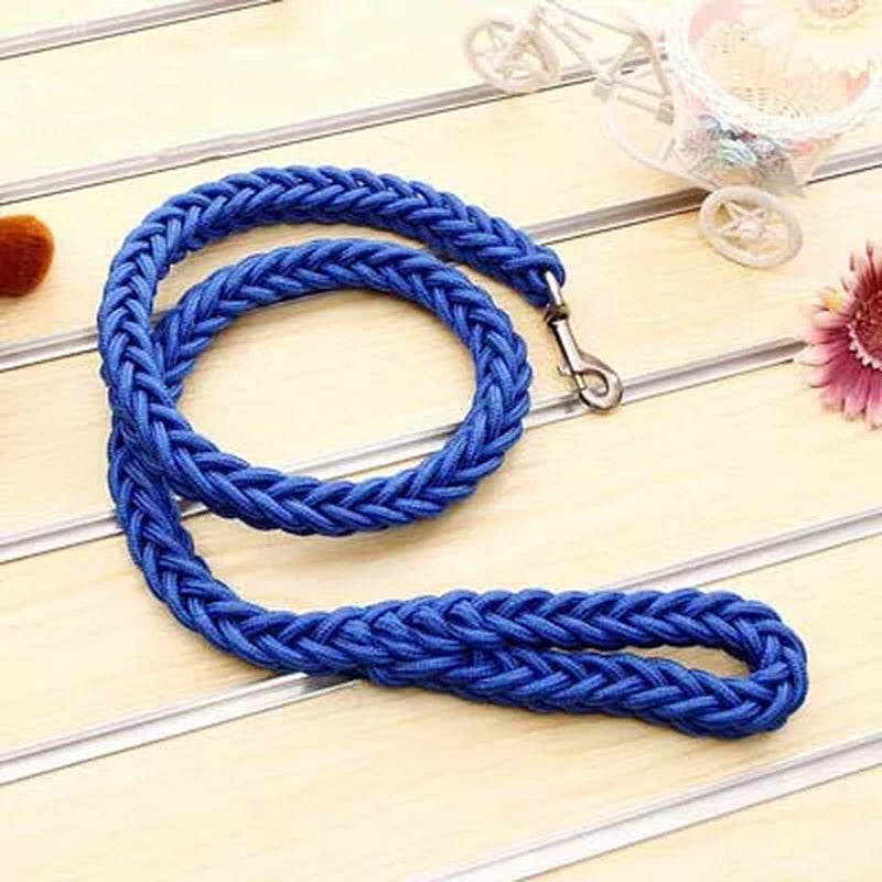 Large Dog Leash Traction Rope with Heavy Duty Buckle Hand-Knitted Strong Durable Nylon Braided Leashes for Medium Big Dogs Bully