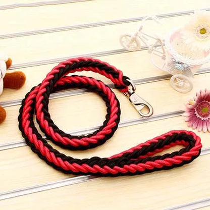 Large Dog Leash Traction Rope with Heavy Duty Buckle Hand-Knitted Strong Durable Nylon Braided Leashes for Medium Big Dogs Bully