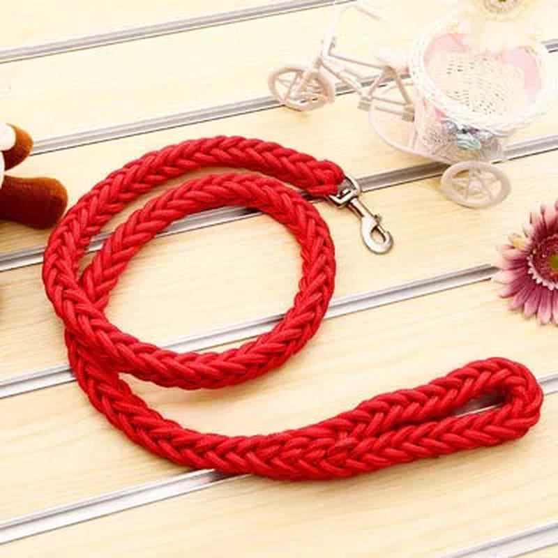 Large Dog Leash Traction Rope with Heavy Duty Buckle Hand-Knitted Strong Durable Nylon Braided Leashes for Medium Big Dogs Bully