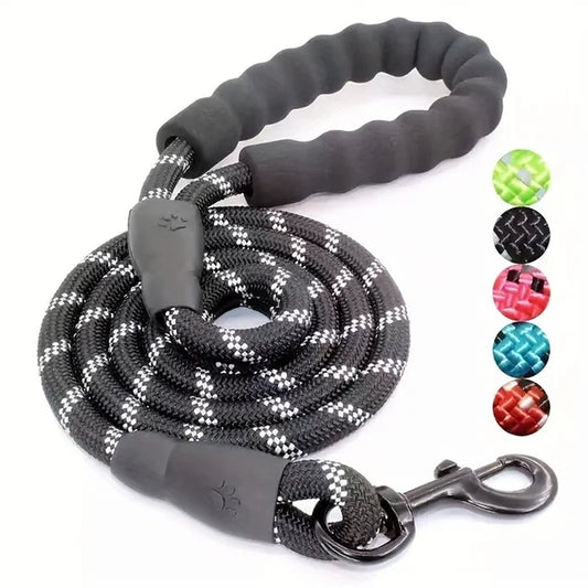 Reflective Dog Leash with Comfortable Padded Handle - Double Heavy Duty Traction Rope for Strong Dogs - Enhance Safety and Contr