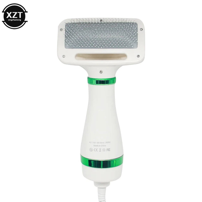 Pet Hair Dryer 2-In-1 Cat Dog Puppy Dryer Grooming and Care Low Noise Adjust Temperature Pet Brush for Long Short Dog Supplies