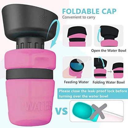 Portable Dog Water Bottle Foldable Pet Feeder Bowl Water Bottle Pets Outdoor Travel Drinking Dog Bowls Drink Bowl Dogs BPA Free