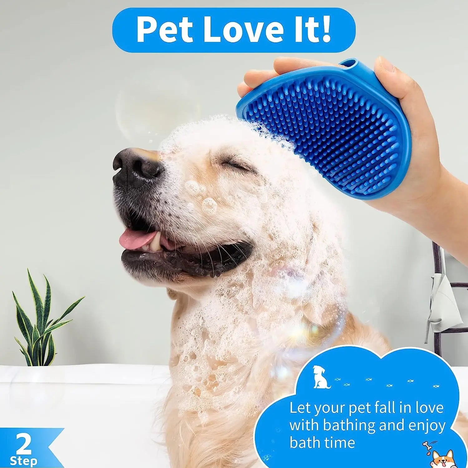 3PCS Dog Bath Brush Dog Shampoo Brush Dog Scrubber for Bath Pet-Dog Bath Massage Brush Scrubber Pet Shower Dog Cat Paw Washer